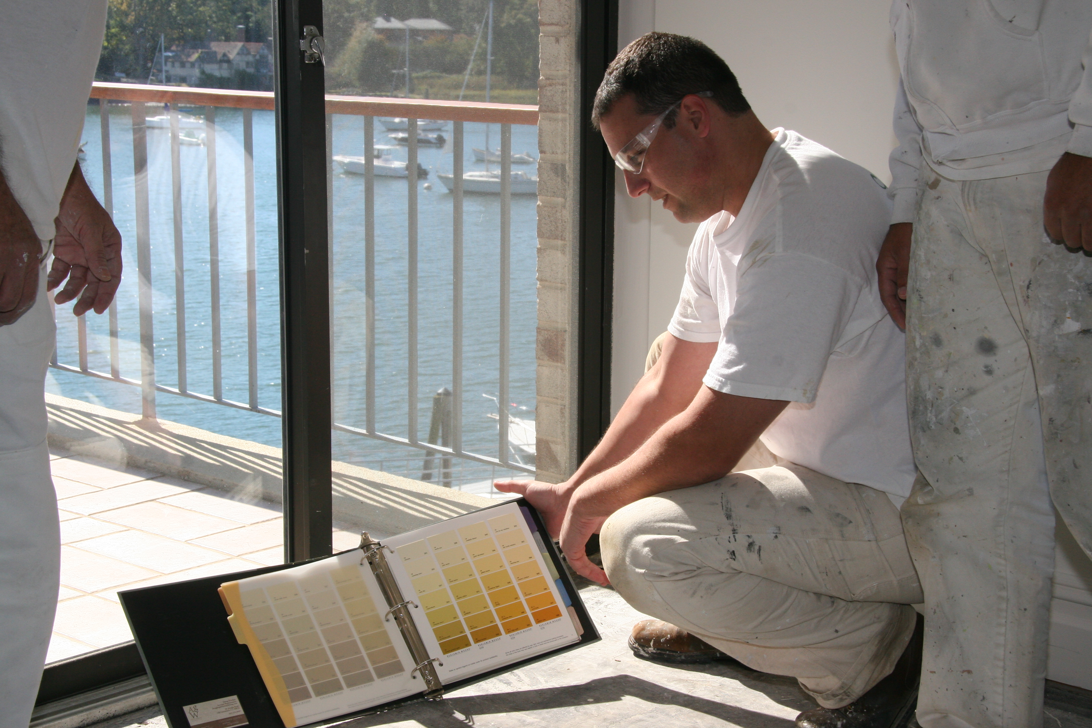 A.G. Williams reviewing finish and room details during a residential walkthrough