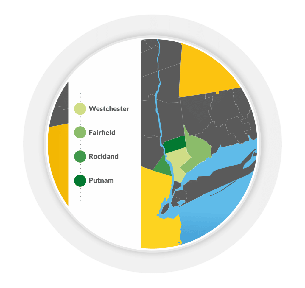 Map showing A.G. Williams service counties