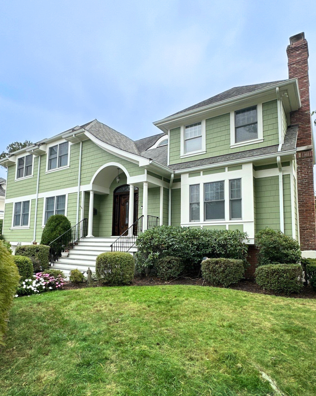 Finished residential exterior painting project in New Rochelle, New York.